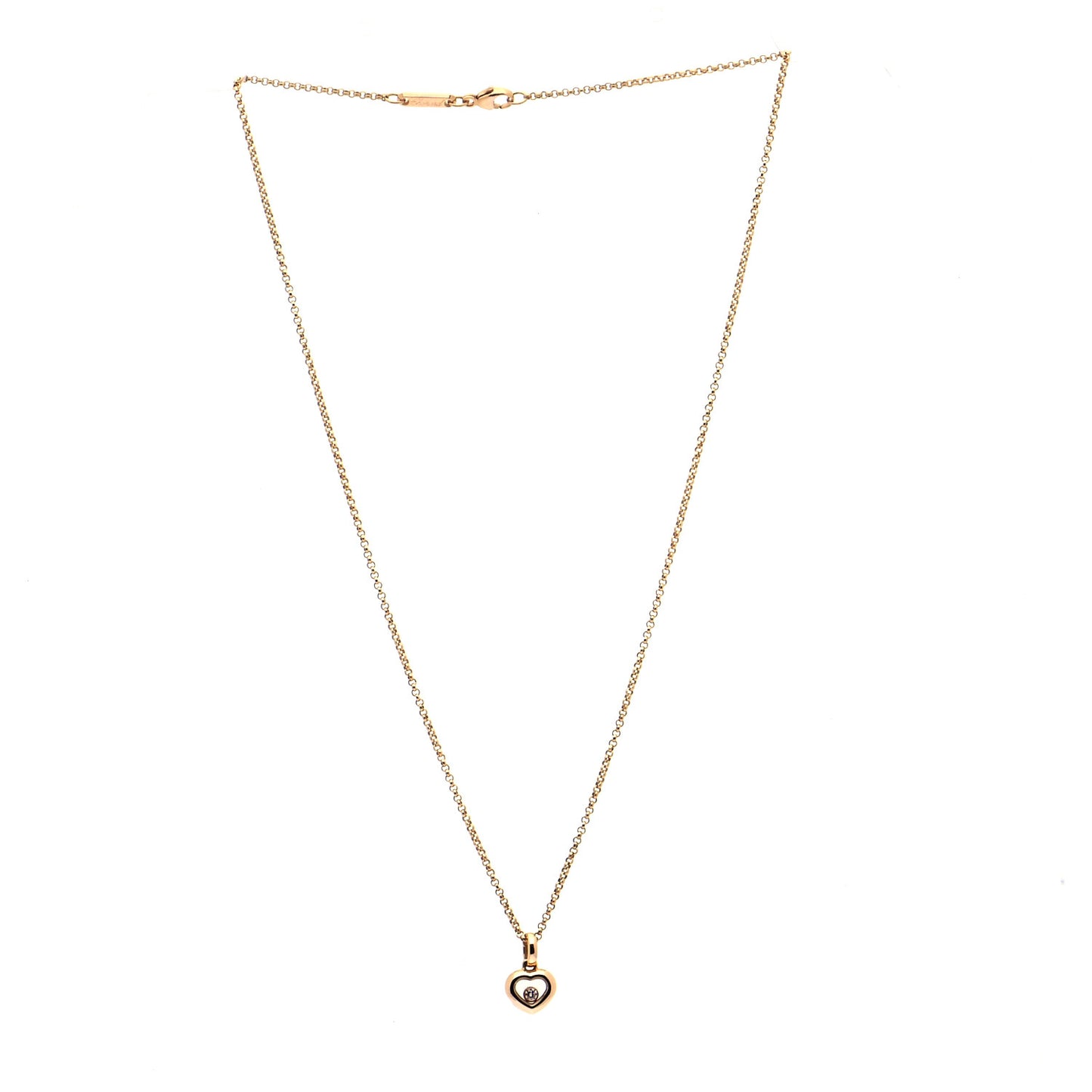 18K Yellow Gold Diamond Happy Diamonds Icons Floating Heart Pendant Necklace