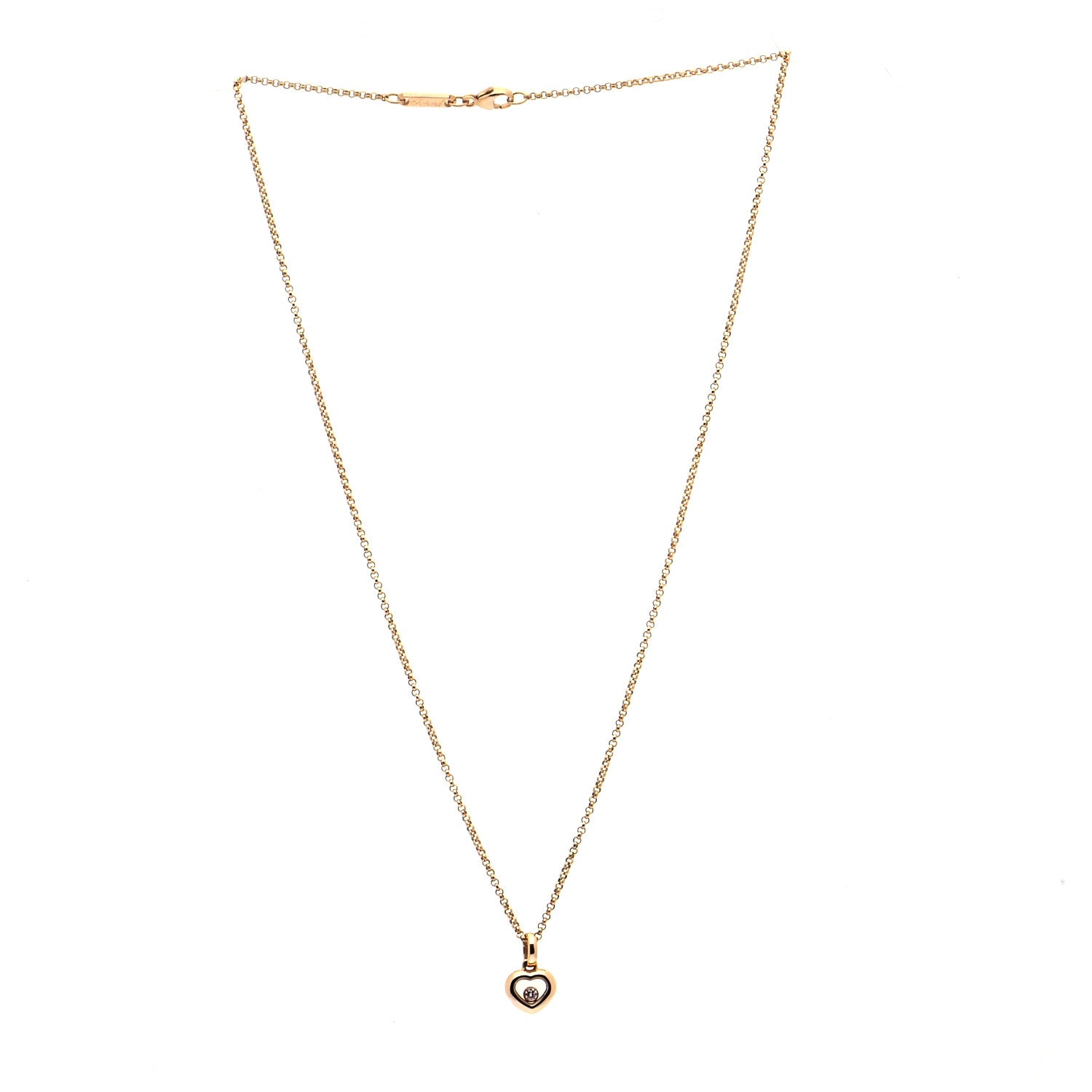 Chopard 18K Yellow Gold Diamond Happy Diamonds Icons Floating Heart Pendant Necklace 3 of 11