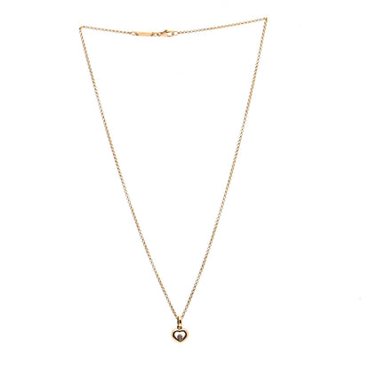 Chopard 18K Yellow Gold Diamond Happy Diamonds Icons Floating Heart Pendant Necklace 3 of 11