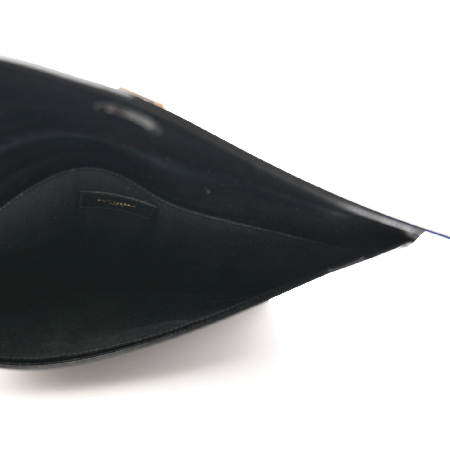 Smooth Shiny Calfskin Monogram Uptown Baby Pouch Black