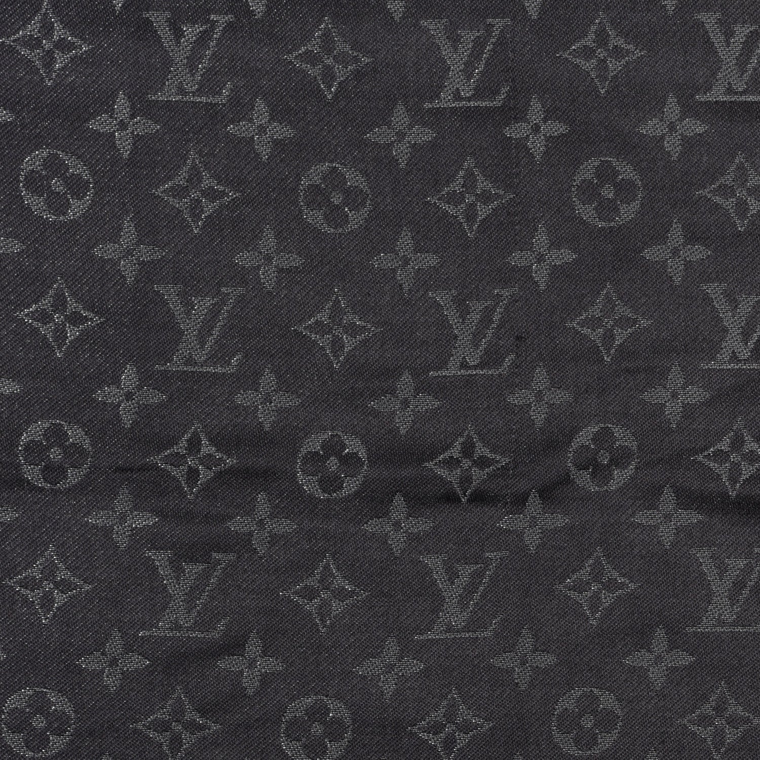 Louis Vuitton Silk Lurex Wool Monogram Shine Shawl Black 3 of 4