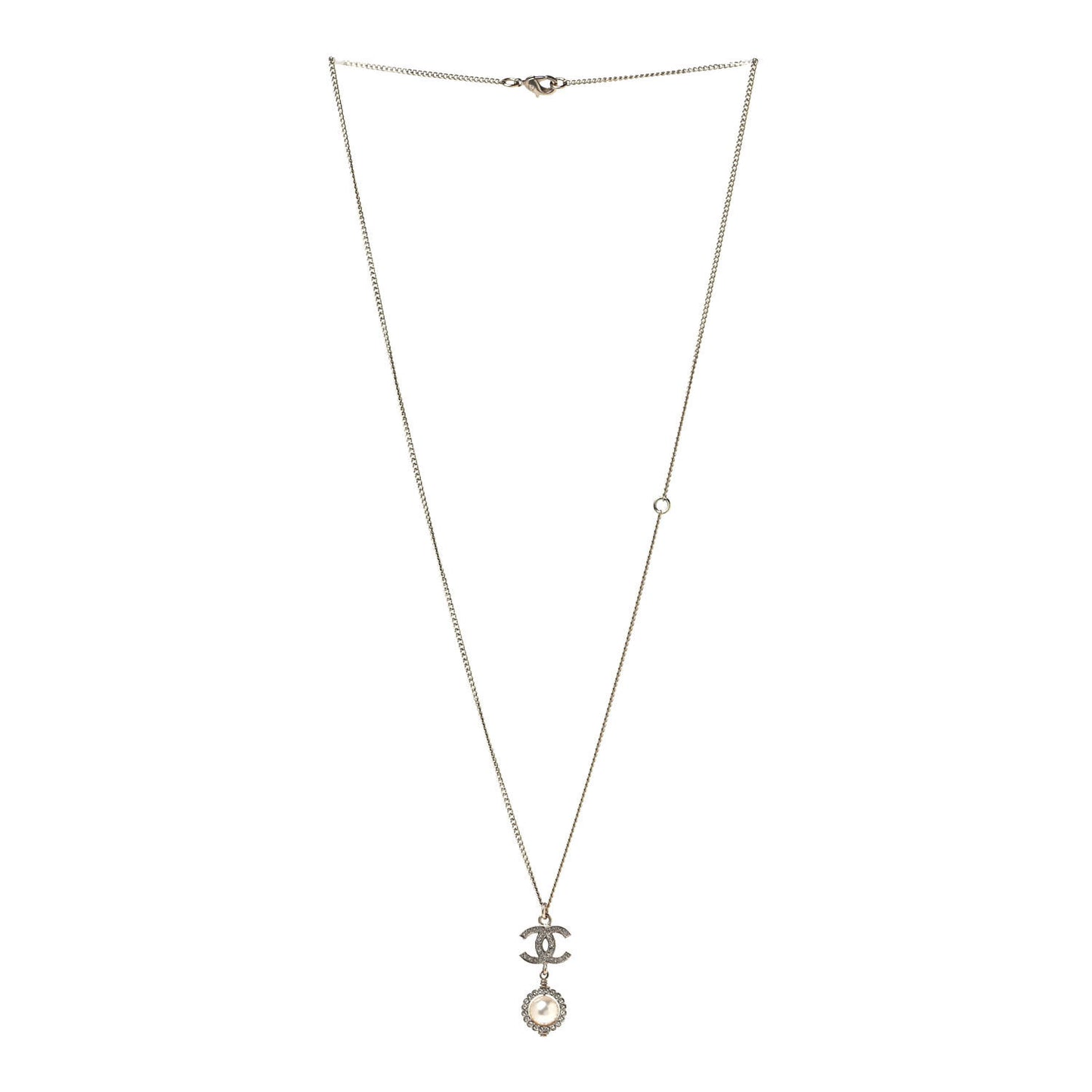 Crystal Pearl CC Lace Camellia Necklace Gold