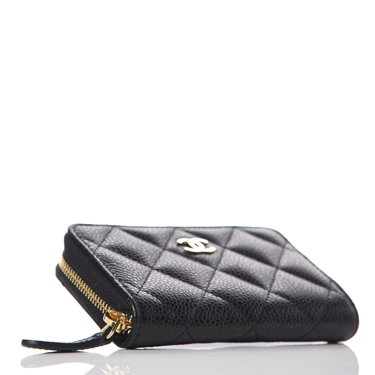 Caviar Quilted Zip Coin Purse Black