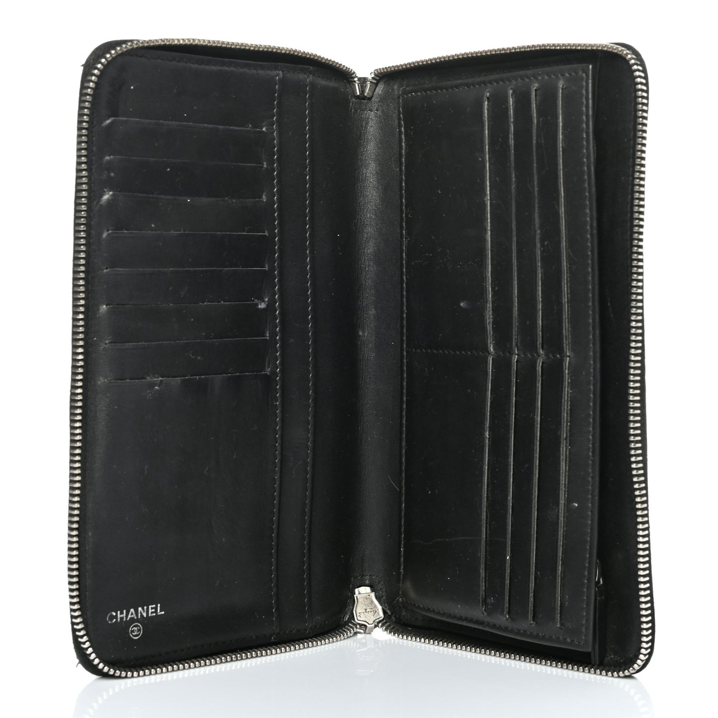 Caviar Quilted Large Zip Around Organizer Wallet Black