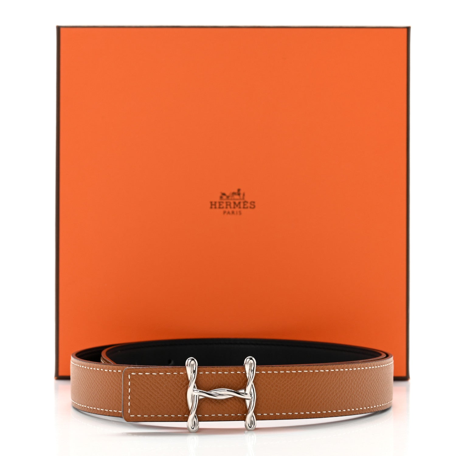 Hermes Swift Epsom 24mm H Torsade Belt 80 32 Black Gold 7 of 7