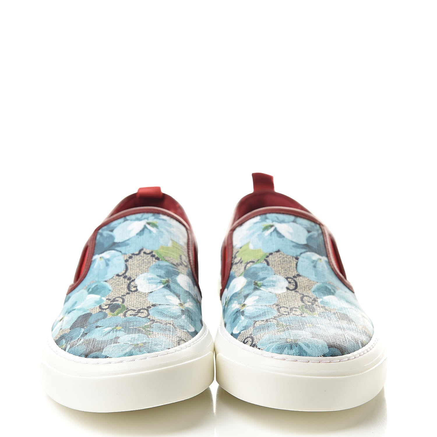 Gucci GG Supreme Monogram Blooms Womens Slip On Sneakers 39.5 Beige Blue Navy Red 2 of 11