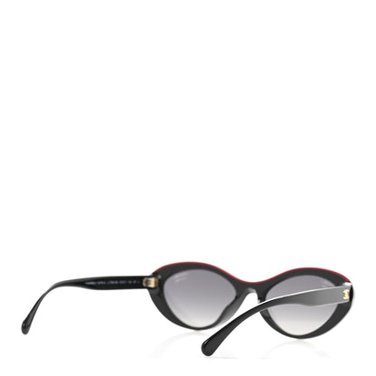 Chanel Acetate Polarized Oval Sunglasses 5416-A Black Red 4 of 8