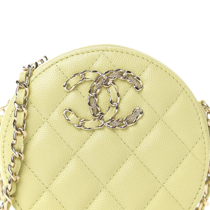 Chanel Caviar Quilted French New Wave Round Clutch With Chain Light Green 10 of 11