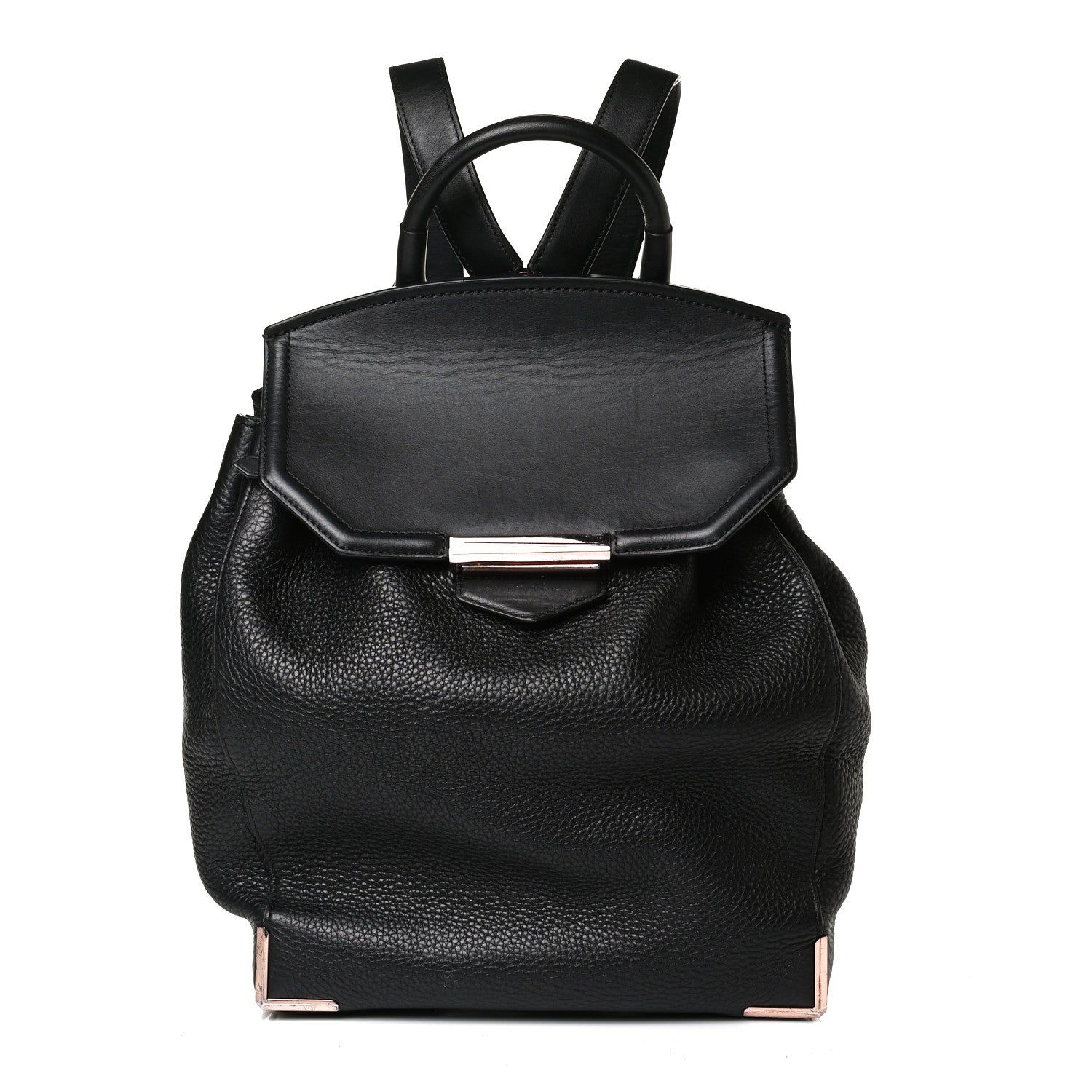 Alexander Wang Pebbled Calfskin Prisma Skeletal Backpack Black Rose Gold Hardware 1 of 13
