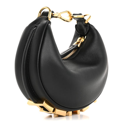 Fendi Vitello Grace Matte Nano Fendigraphy Hobo Charm Black 3 of 9