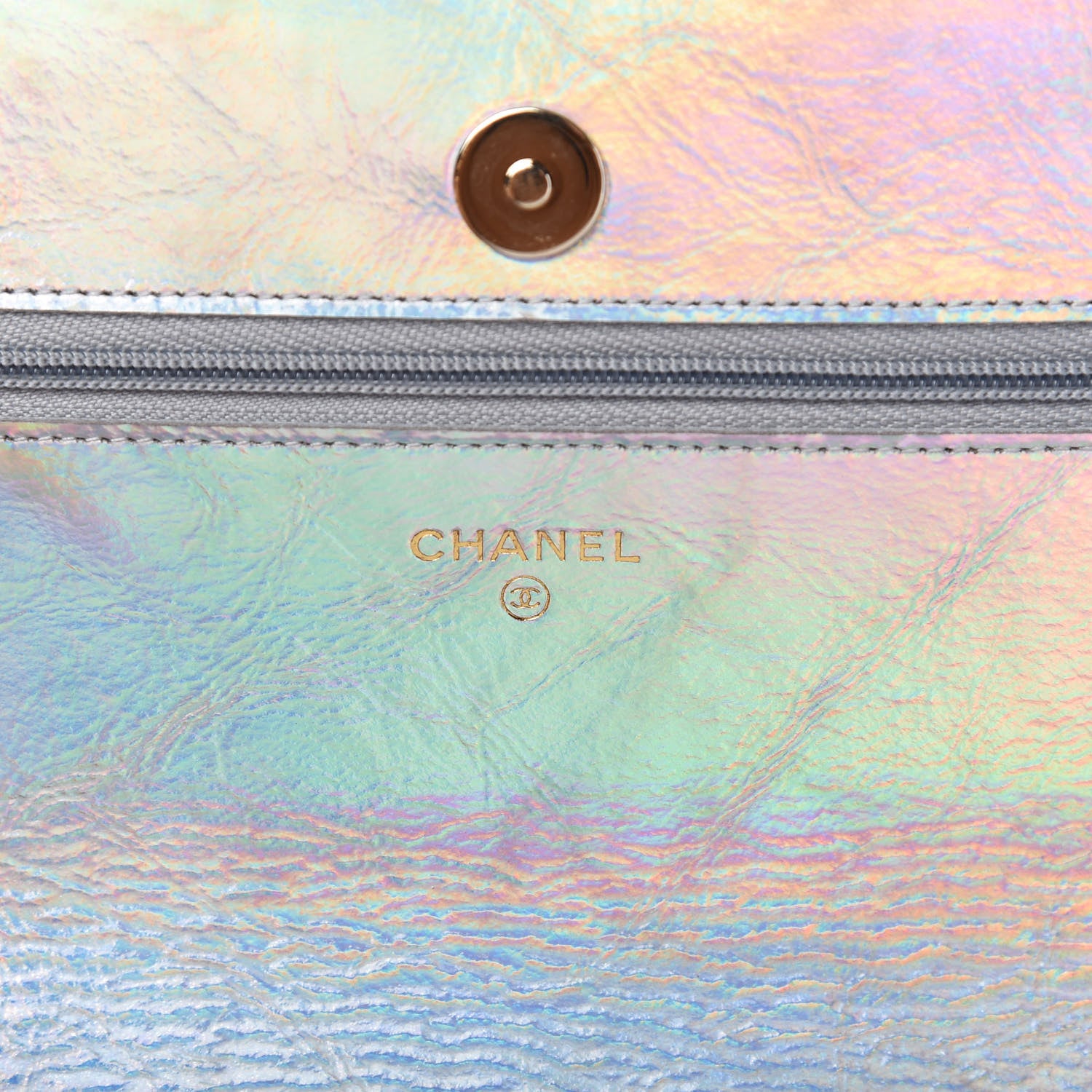 Chanel Iridescent Goatskin Quilted Wallet On Chain WOC Silver 8 of 11