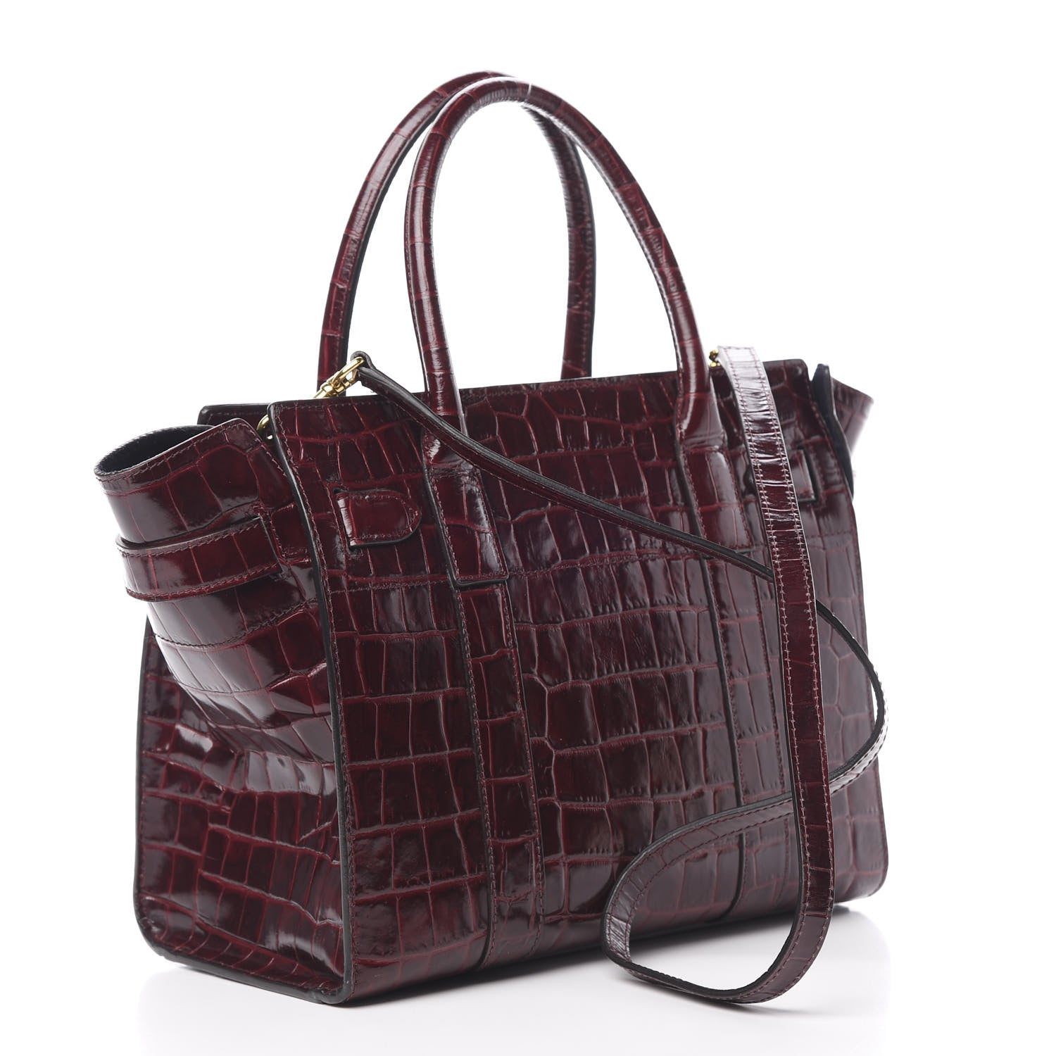 Mulberry Crocodile Embossed Calfskin Small Zipped Bayswater Oxblood 4 of 16