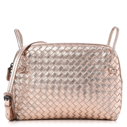 Bottega Veneta Metallic Grosgrain Intrecciato Pillow Crossbody Messenger Rose Gold 1 of 9