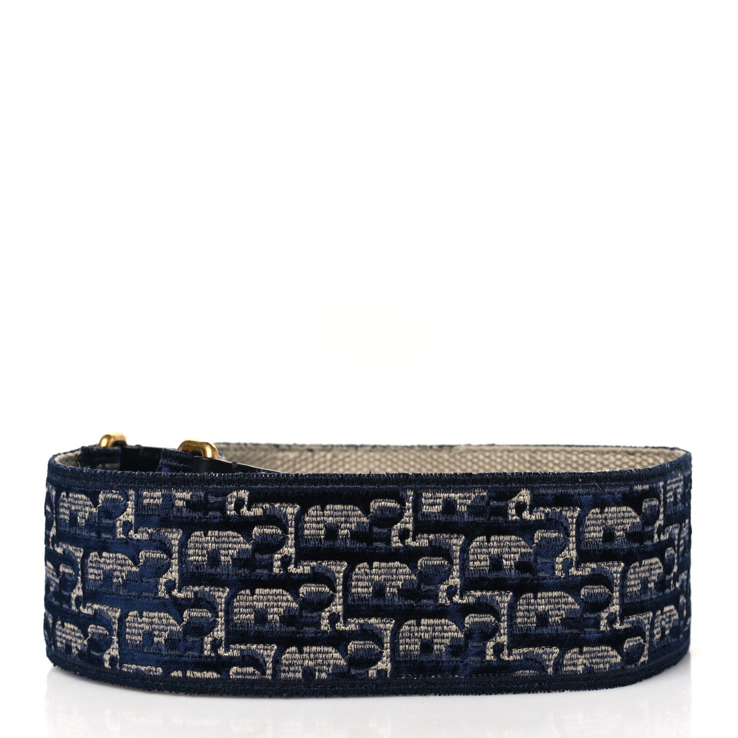 Christian Dior Velvet Oblique Shoulder Strap Blue 2 of 7