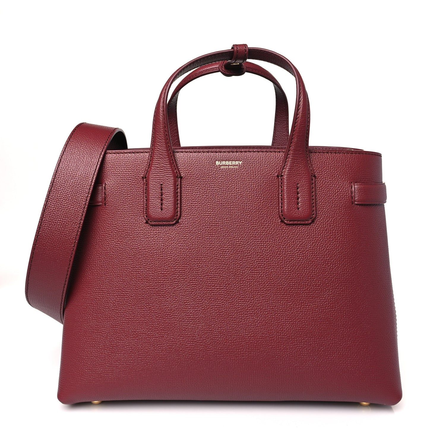 Grainy Calfskin House Check Medium Banner Tote Mahogany Red