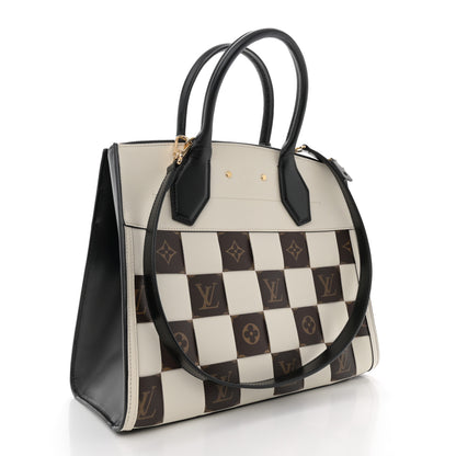 Louis Vuitton Calfskin Monogram Damier Tressage City Steamer MM Creme 3 of 9