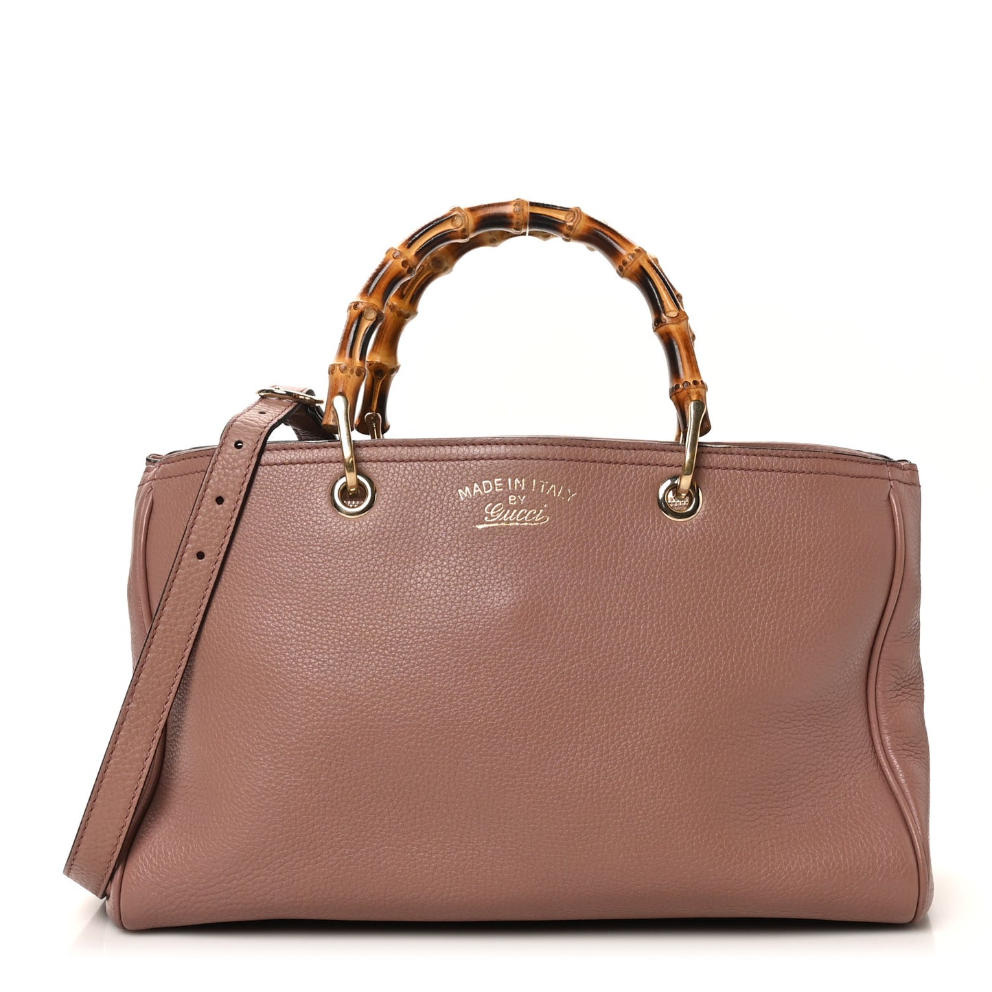 Pebbled Calfskin Medium Bamboo Shopper Tote Dark Cipria