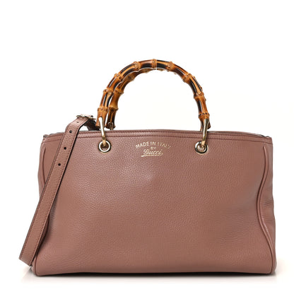 Gucci Pebbled Calfskin Medium Bamboo Shopper Tote Dark Cipria 1 of 10
