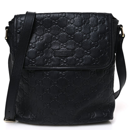 Gucci Guccissima Small Flap Messenger Bag Black 1 of 10