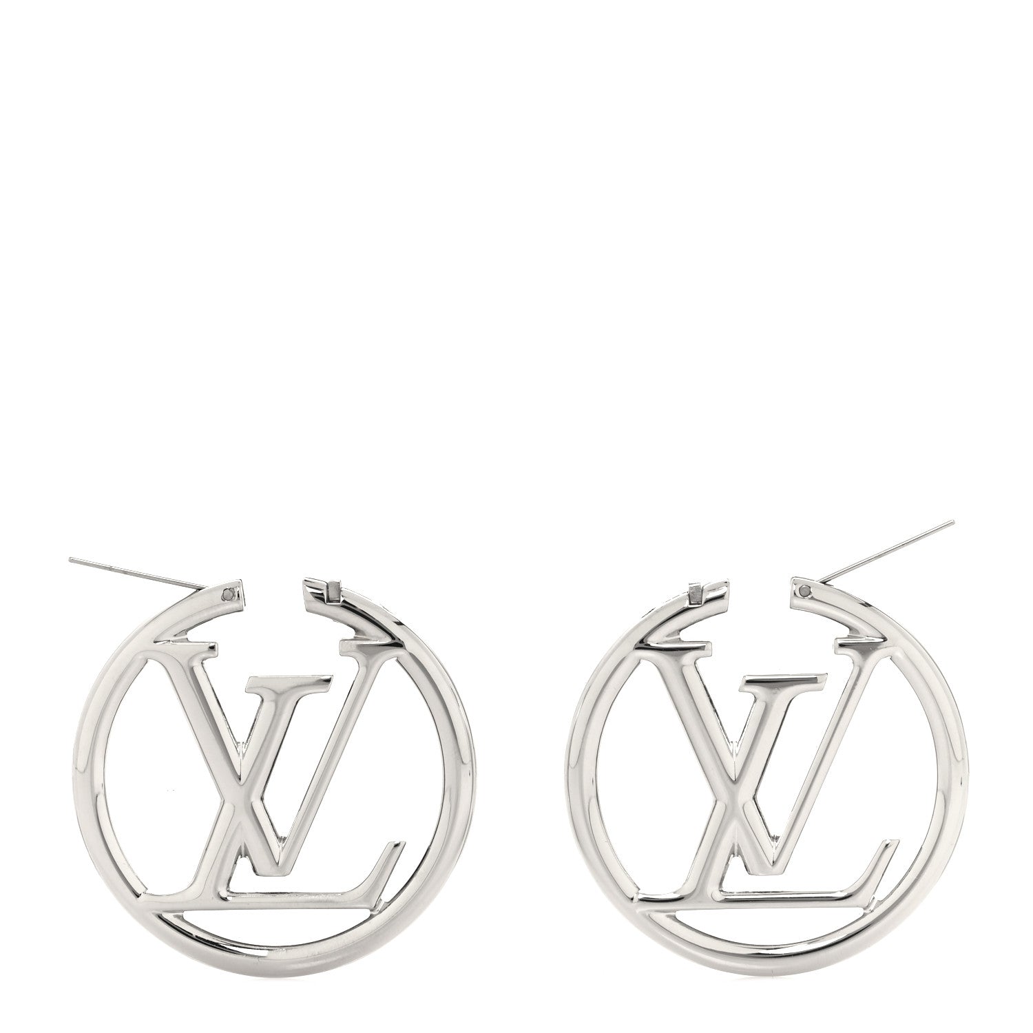 Louis Vuitton Palladium Louise Hoop Earrings Silver 3 of 4