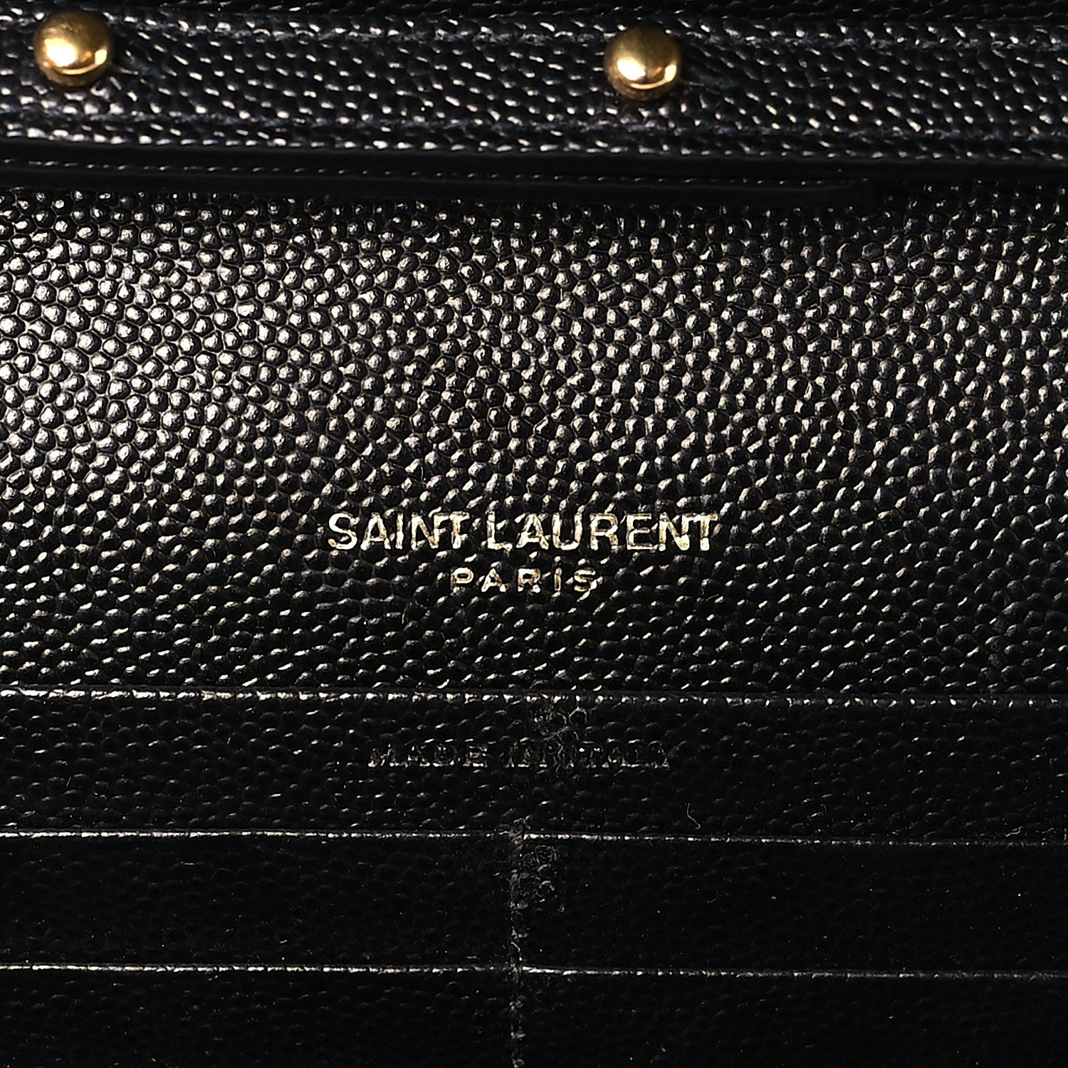Saint Laurent Grain De Poudre Matelasse Chevron Monogram Chain Wallet Black 6 of 9