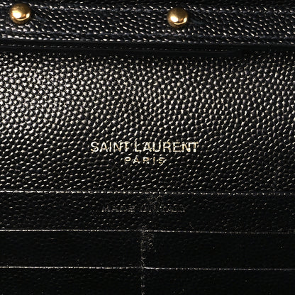 Saint Laurent Grain De Poudre Matelasse Chevron Monogram Chain Wallet Black 6 of 9
