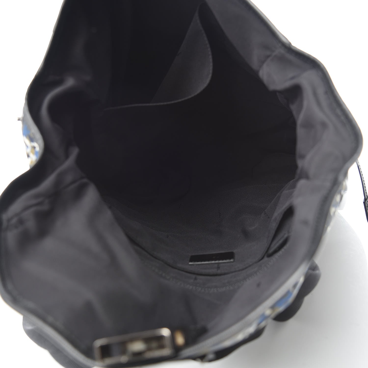 Fendi Nylon Vitello Elite Denim Granite Flap Backpack Military Black 5 of 10