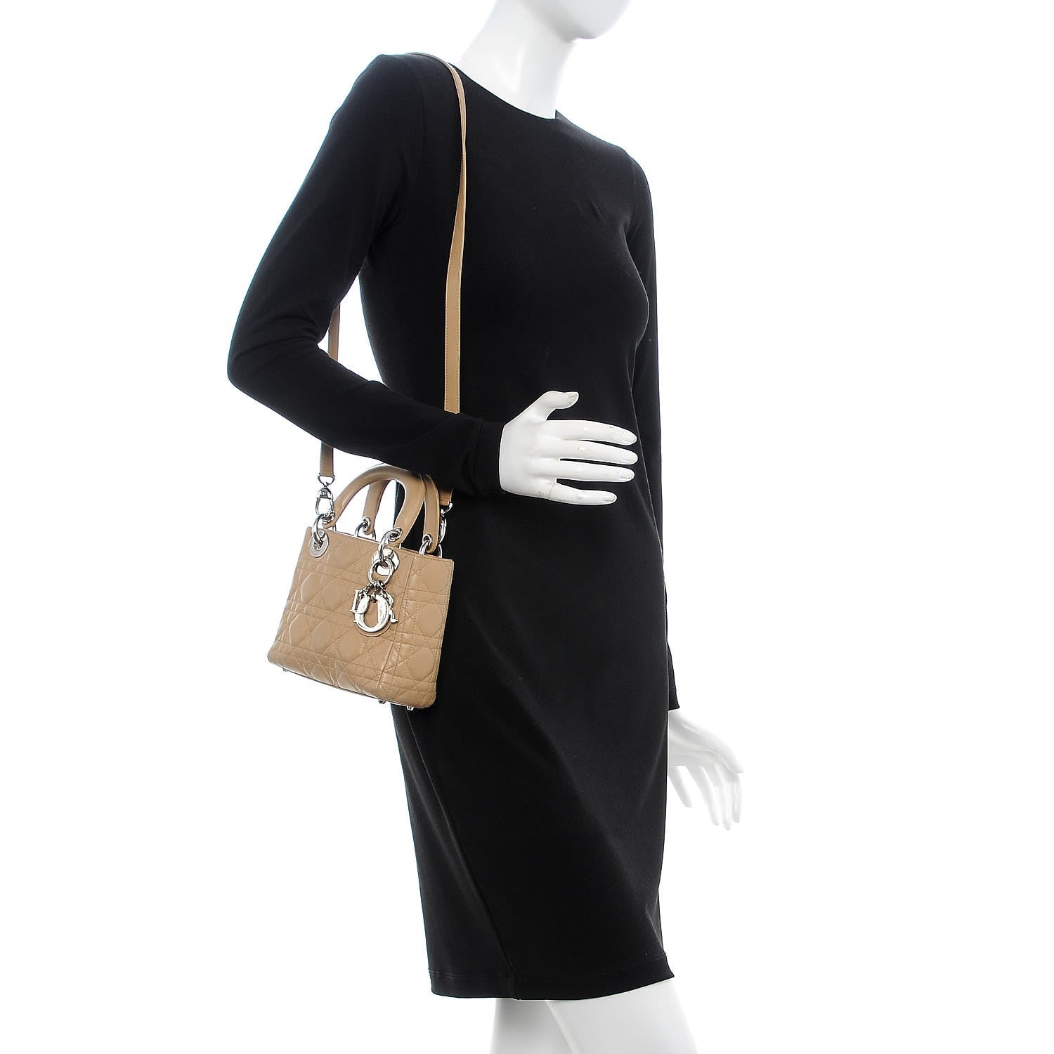 Christian Dior Lambskin Cannage Mini Lady Dior Beige 2 of 14