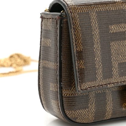 Fendi Glazed Fabric FF 1974 Nano Baguette Charm Mogano Panna 11 of 12