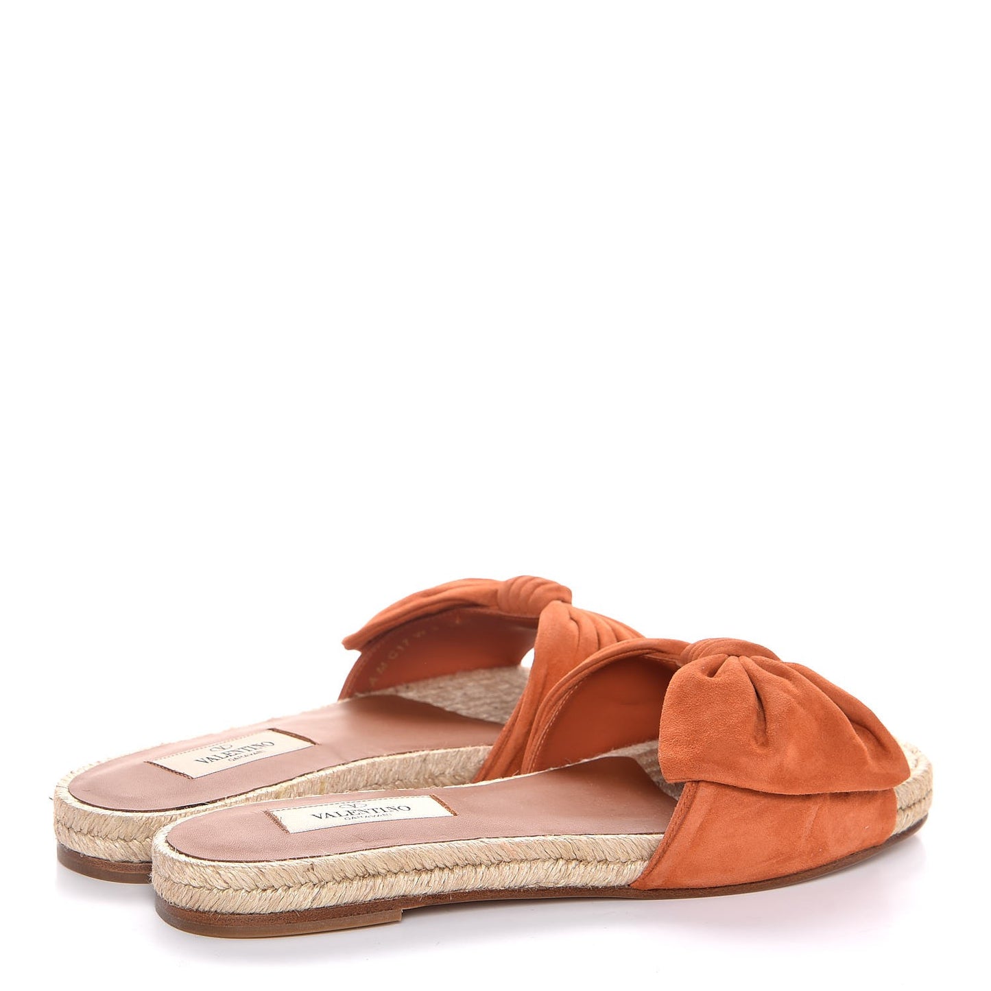Suede Tropical Bow Espadrille Flat Slide Sandals 36.5 Orange