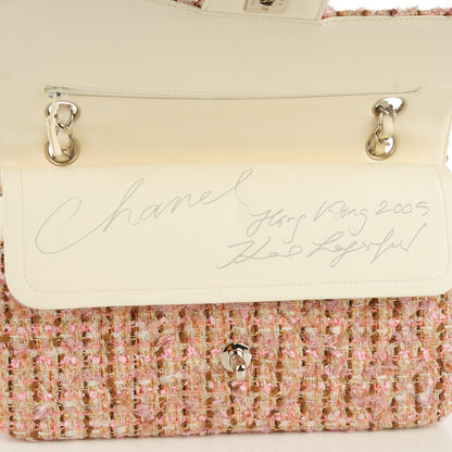 Chanel Tweed Quilted Medium Double Flap Pink Gold 6 of 9