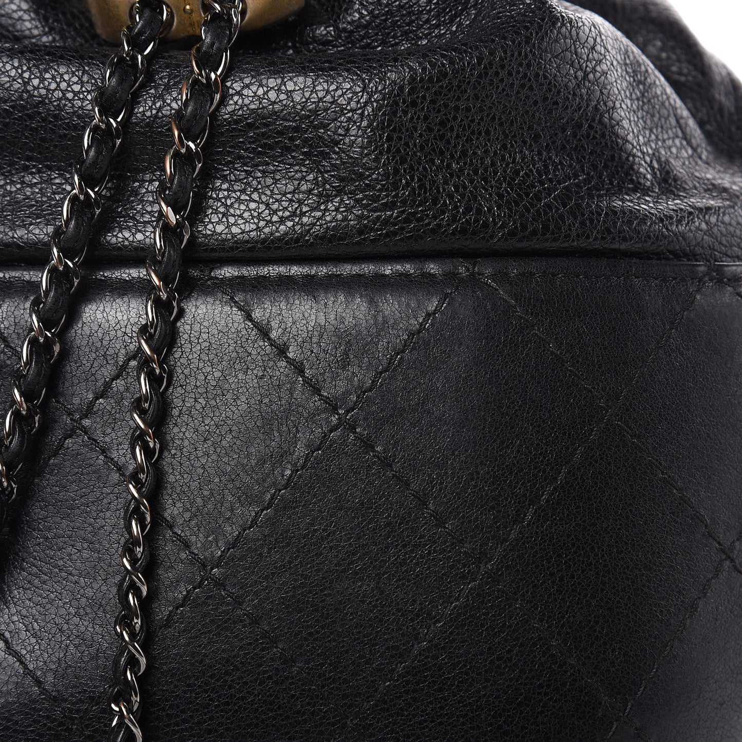 Calfskin Quilted Small Gabrielle Bucket Black
