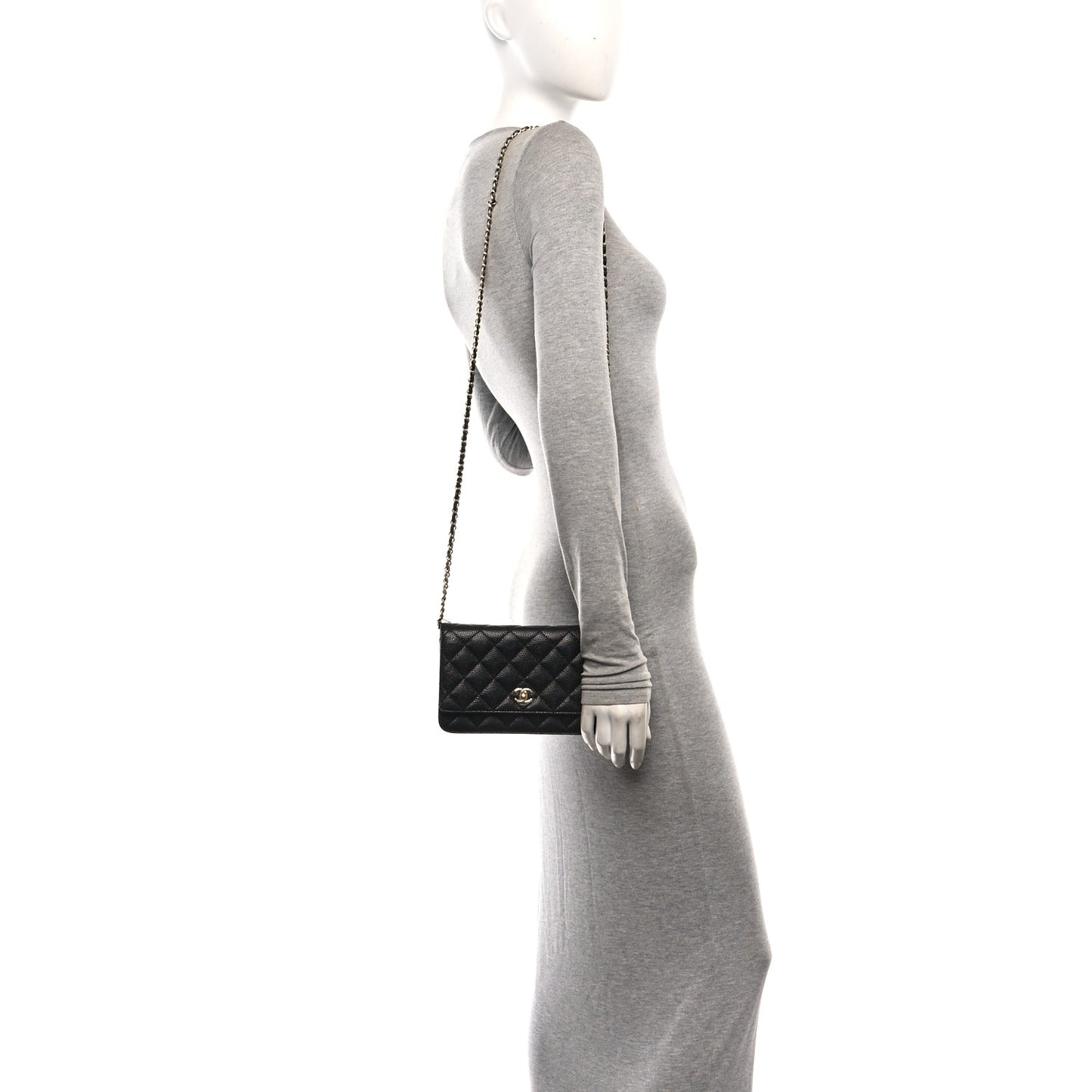 Caviar Quilted CC Turnlock Wallet On Chain WOC Black