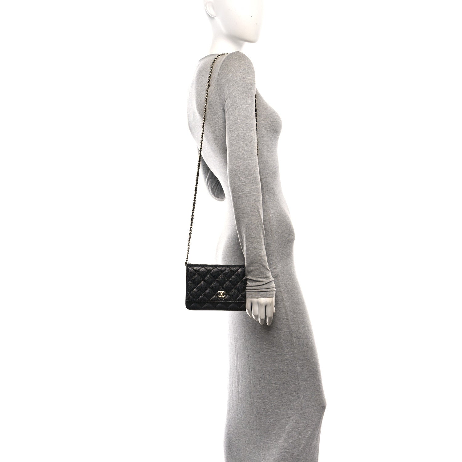 Chanel Caviar Quilted CC Turnlock Wallet On Chain WOC Black 2 of 12