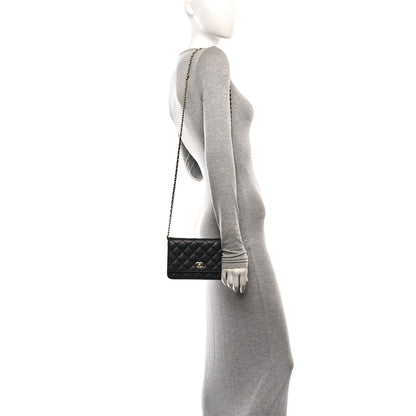 Chanel Caviar Quilted CC Turnlock Wallet On Chain WOC Black 2 of 12