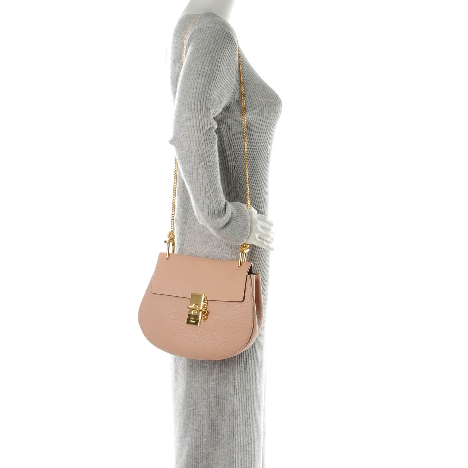 Chloe Grained Lambskin Drew Shoulder Bag Cement Pink 2 of 8
