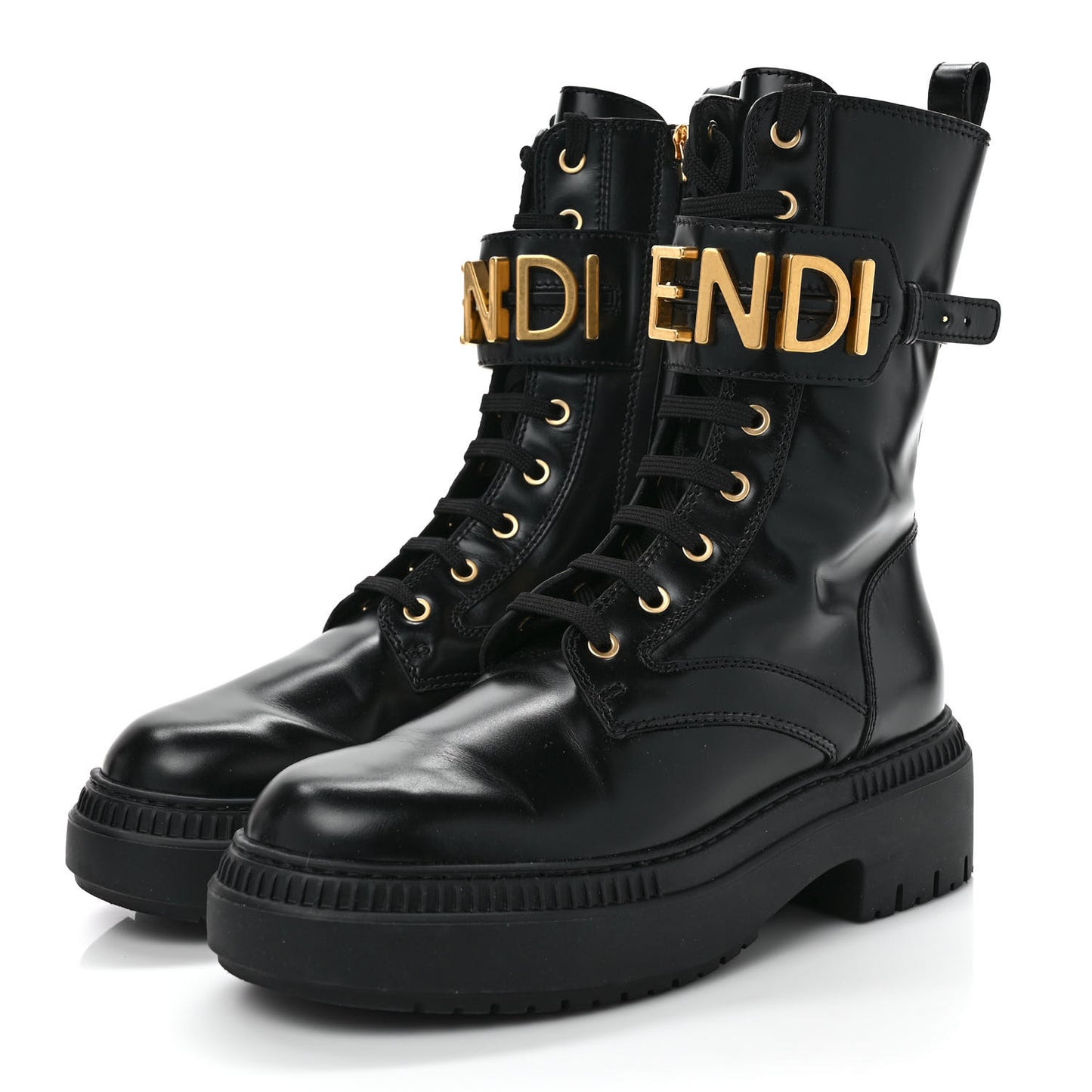 Vitello Abrasivato Fendigraphy 50mm Biker Boots 39 Black