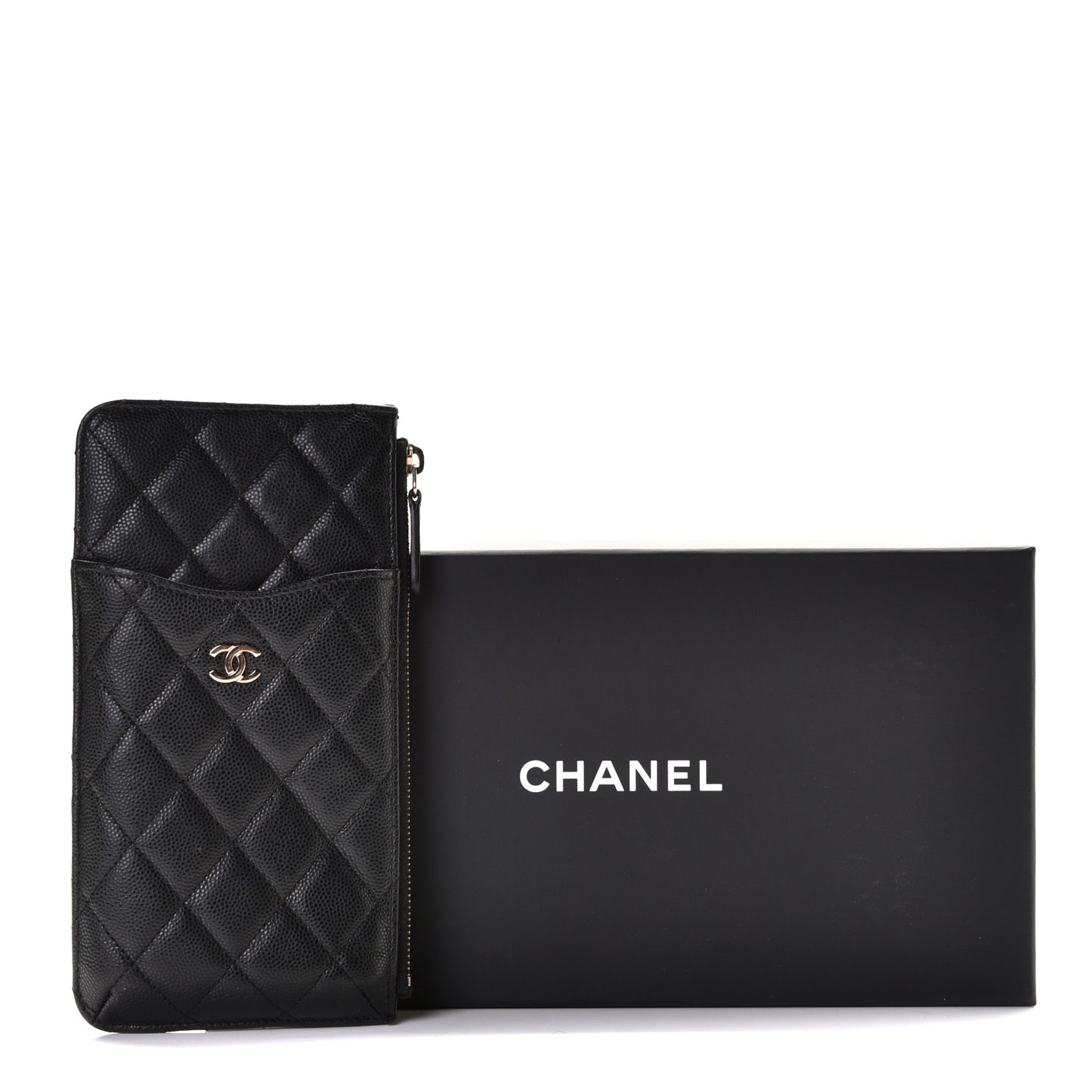 Caviar Quilted Classic iPhone Pouch Black