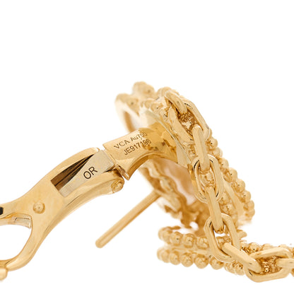 Van Cleef & Arpels 18K Yellow Gold Mother of Pearl 2 Motifs Magic Alhambra Earrings 4 of 5