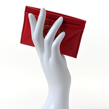 Chanel Lambskin Quilted Chanel 19 Card Holder Red 2 of 11