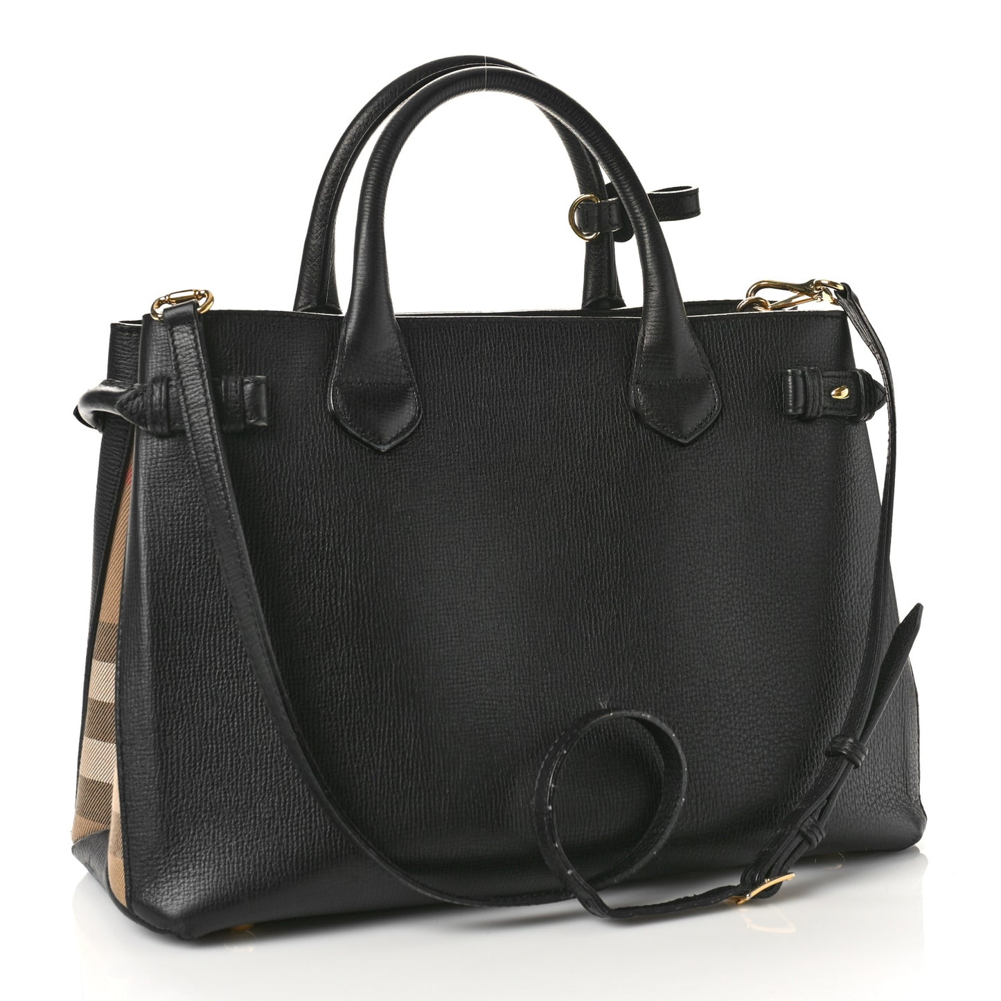 Derby Calfskin House Check Medium Banner Tote Black
