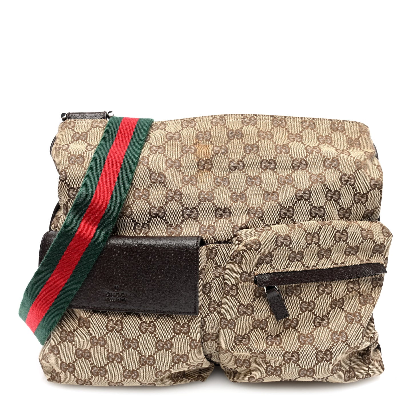 Monogram Web Medium Double Pocket Messenger Bag Dark Brown