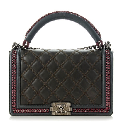 Chanel Lambskin Top Handle New Medium Boy Flap Grey 1 of 7