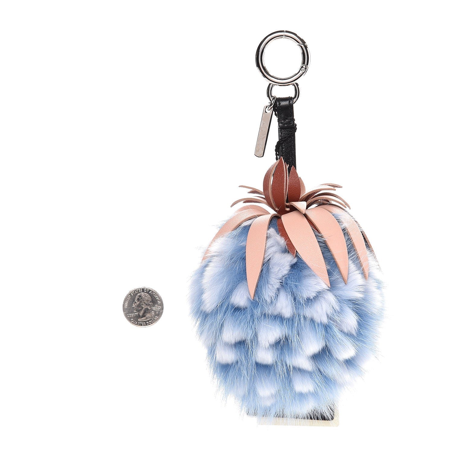 Fendi Fox Rabbit Fur Nappa Pineapple Bag Charm Nebula Baby Pink Multicolor 2 of 4