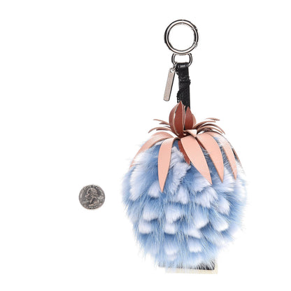 Fendi Fox Rabbit Fur Nappa Pineapple Bag Charm Nebula Baby Pink Multicolor 2 of 4