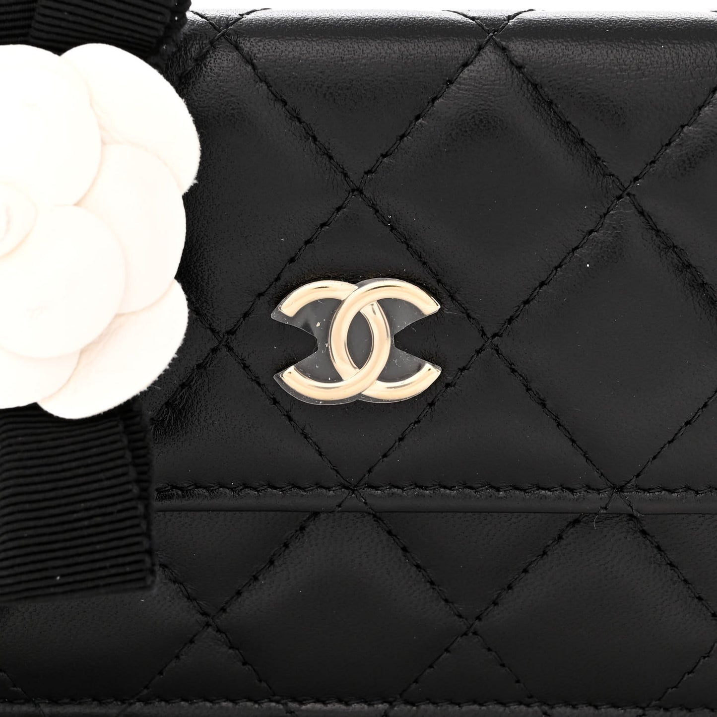 Lambskin Quilted My Chanel Lady Card Holder On Chain Black