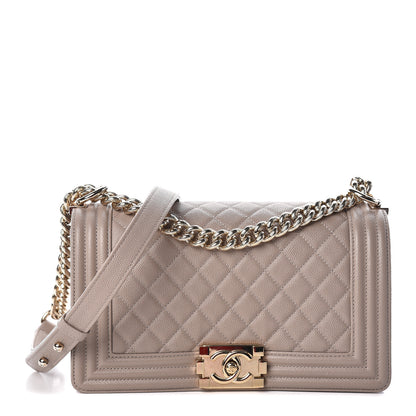 Chanel Caviar Quilted Medium Boy Flap Dark Beige 1 of 9
