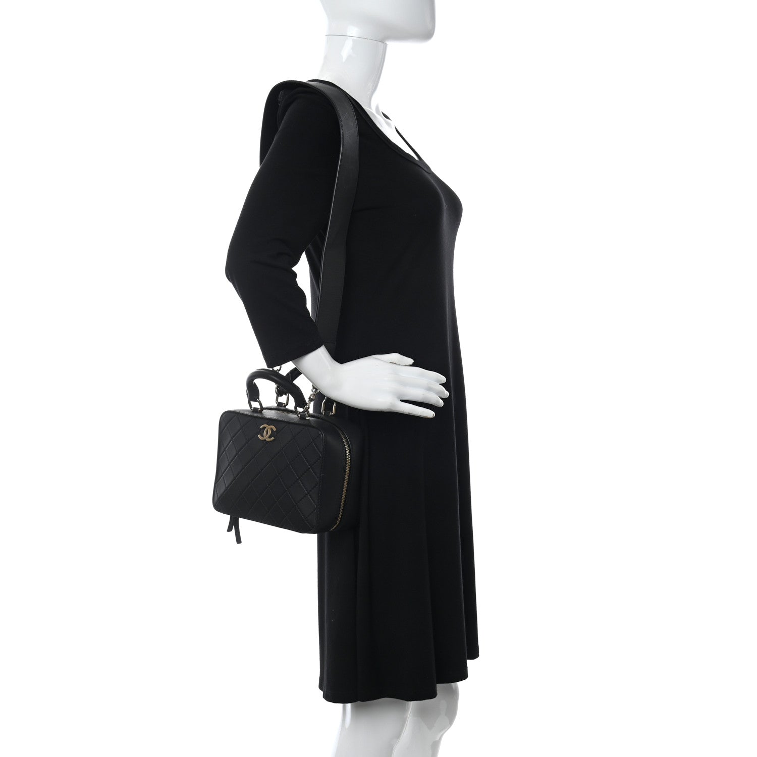 Chanel Calfskin Quilted Travel Kit Vanity Case Black 2 of 11