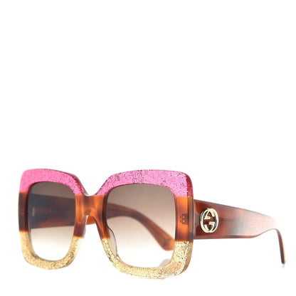 Gucci Square Frame GG0083S Sunglasses Glitter Pink Multi 1 of 7