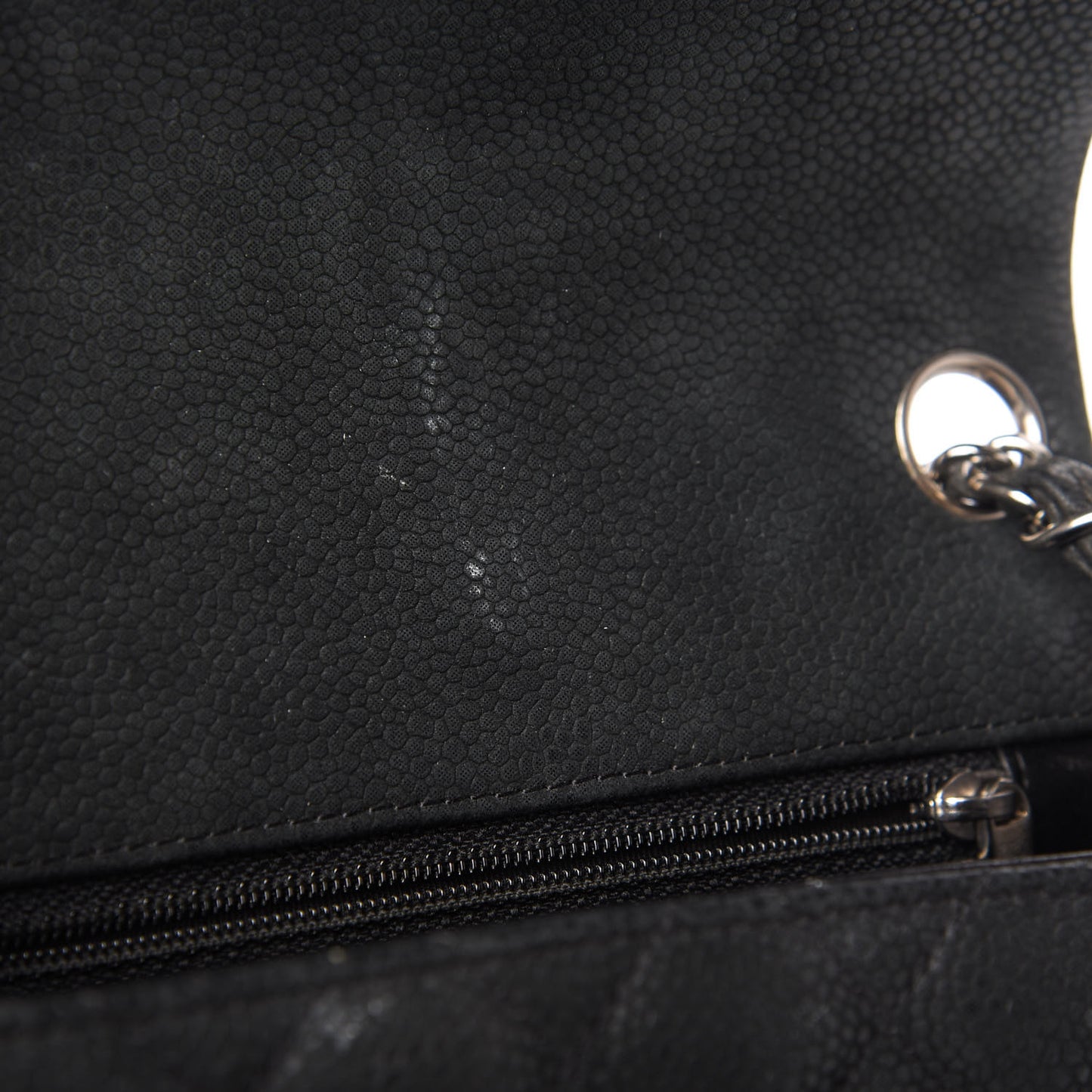 Iridescent Caviar Quilted Mini Square Flap Black